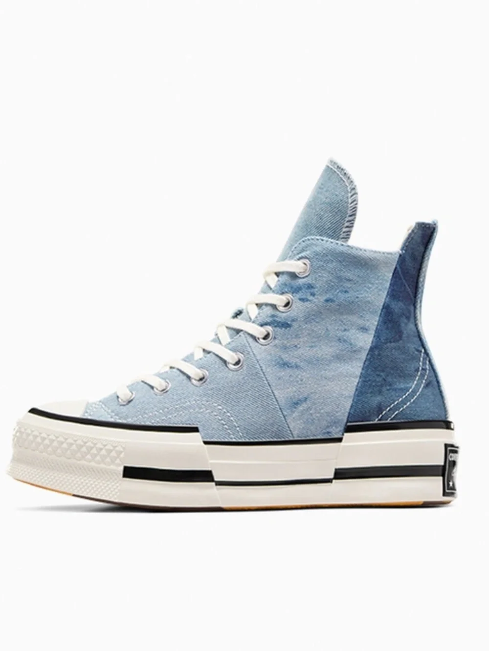 NEW Chuck 70 Plus Distressed Denim Converse Denim Patchwork High Top - 10 W 8 M